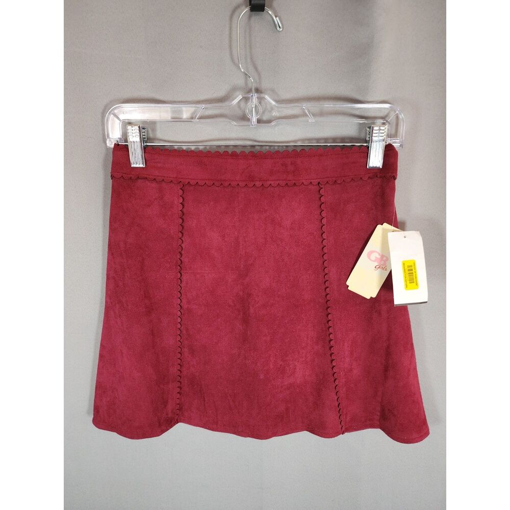 GB girls Faux-Suede Mini Skirt in Burgundy